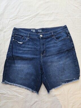 ANA Women’s Dark Blue Denim Shorts with Frayed Hem